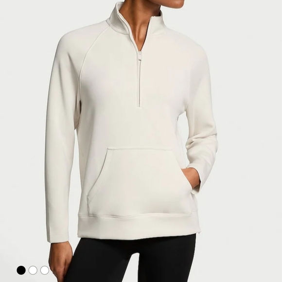 PINK Victoria's Secret Cream Half-Zip Sweatshirt - Picture 1 of 4